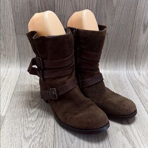 Alberto Fermani Brown Suede Buckle Boots